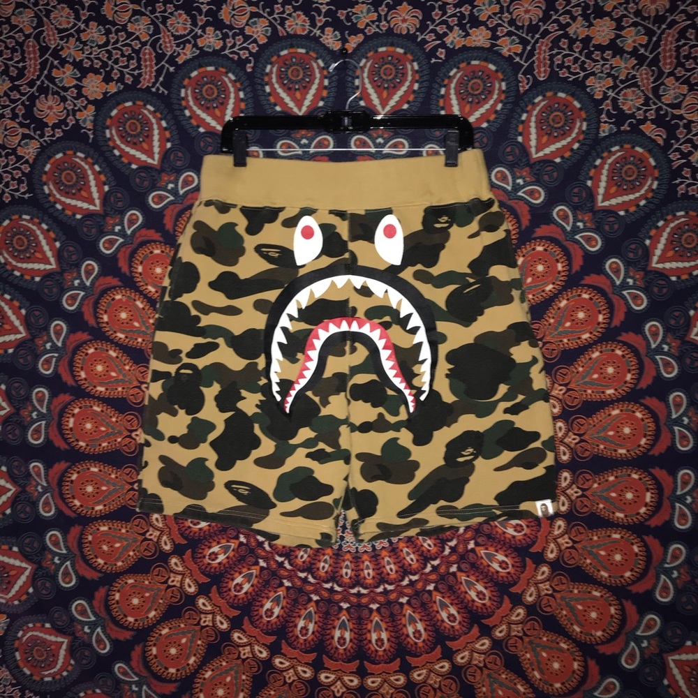 Bape 1st Yellow Camo Shark Shorts